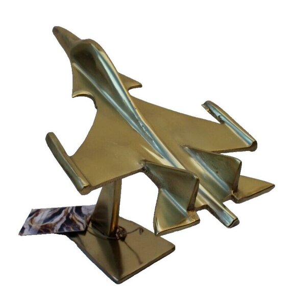 New Gold Metal Jet Fighter Plane Aviation Airplane Decoration Figure Sculpture - Picture 3 of 3